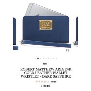 Robert Matthew Aria 24K Gold Leather wristlet Phone wallet